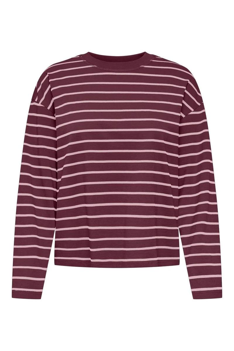 Only - Onlhappy L/S O-Neck Stripe Tee - 5203236 Fig Pale Lilac Lena