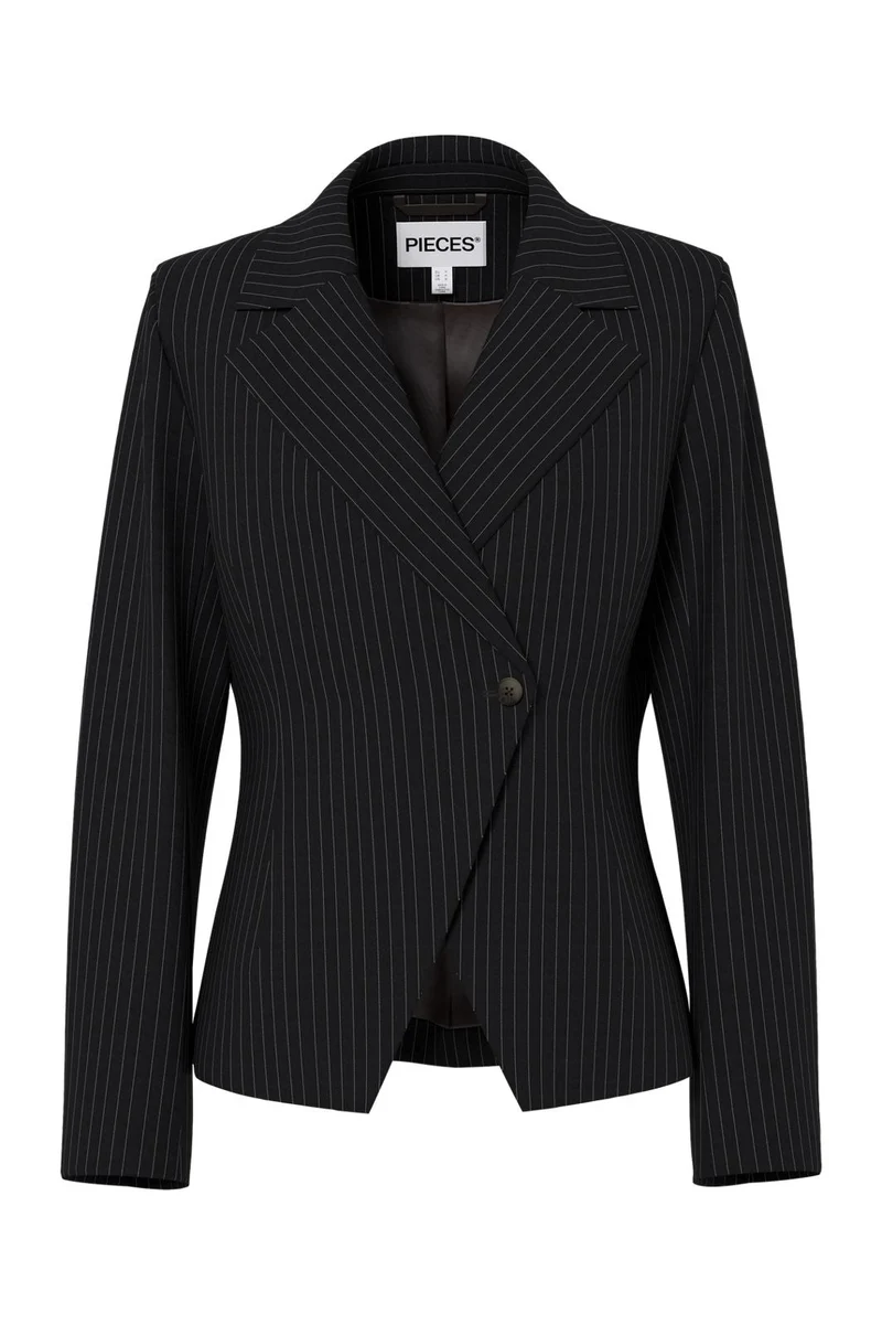 Pieces - Pcfalka Ls Fittet Pinstriped Blazer - 5066610 Black White Pinstripe