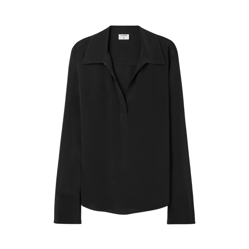 Half Placket Blouse - Black