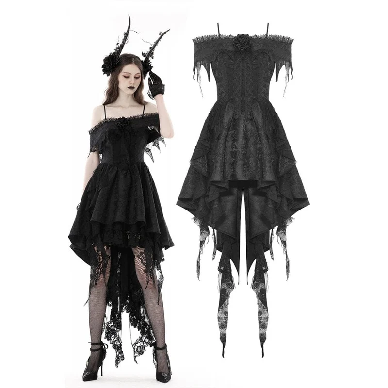 Gothic Irregular Lace Splash Klänning för kvinnor