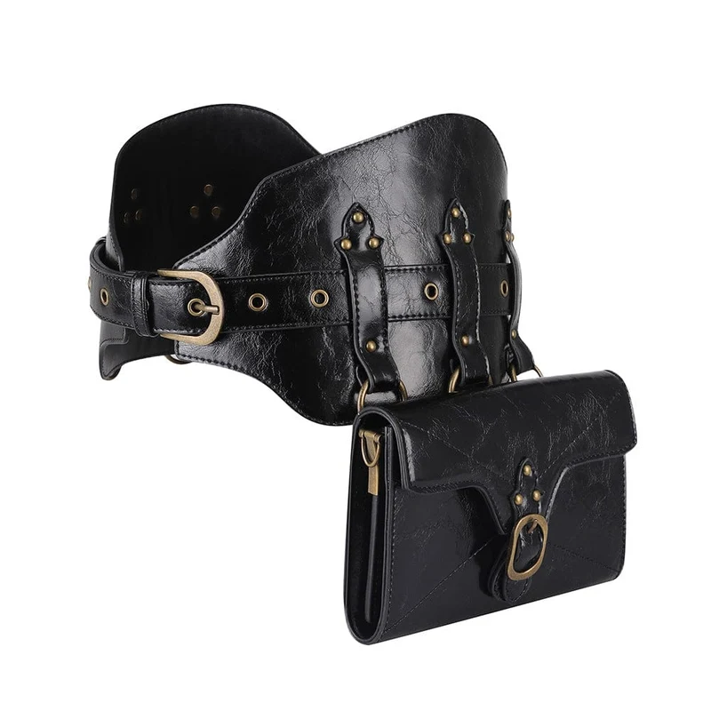 Unisex Steampunk Spänne Splice Fyrkantig midjeväska