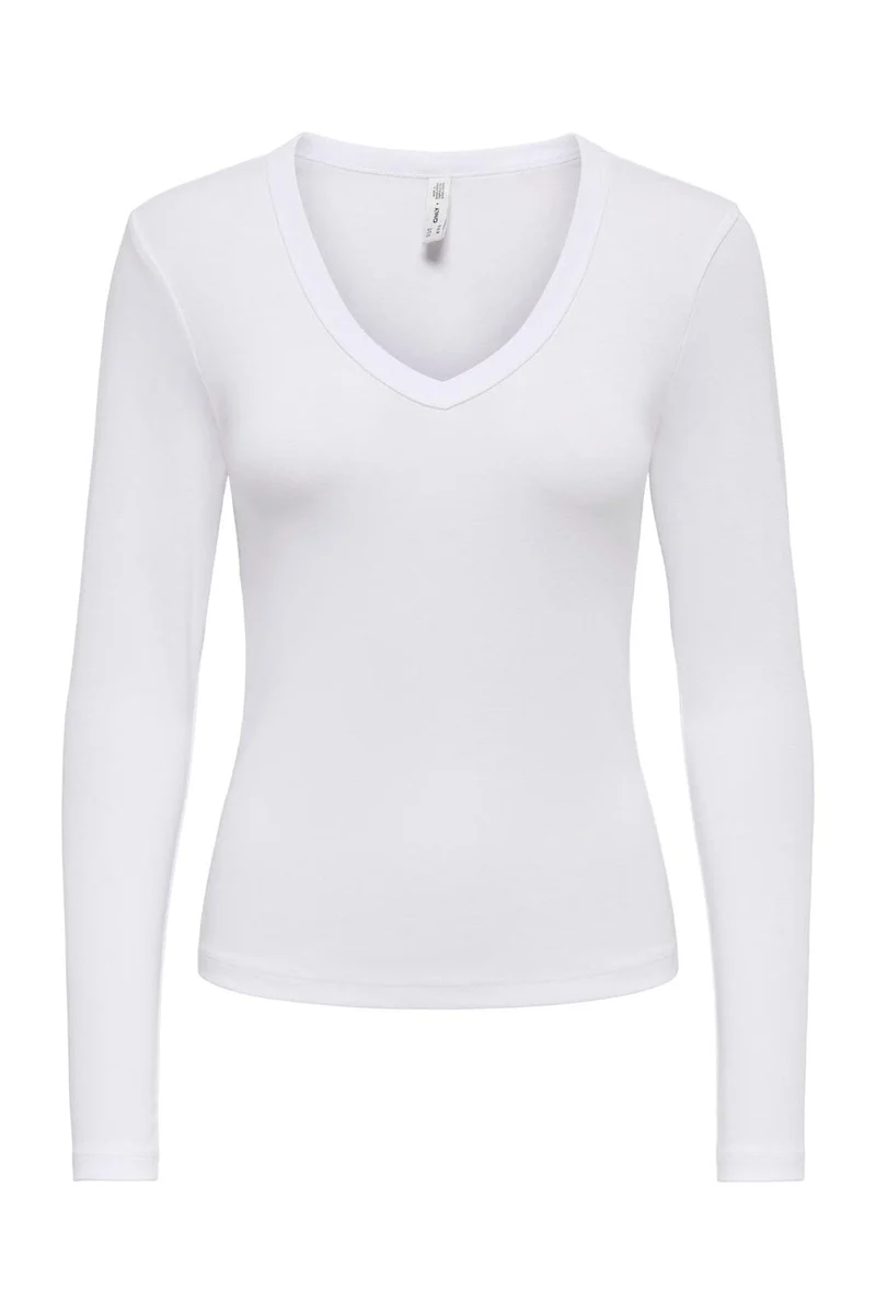 Only - Onlriley L/S V Neck Top - 5263442 Cloud Dancer