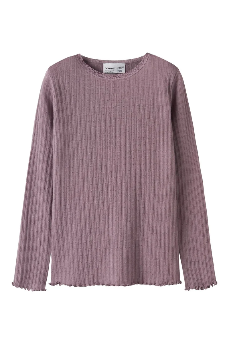 Name It - Nkfwossa Wo/Si Rib Ls Top - 4973641 Toadstool