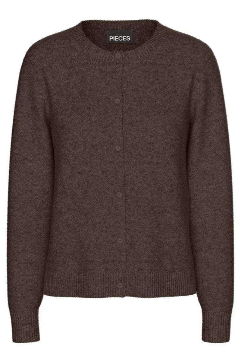 Pieces - Pcmalou Ls Knit Cardigan - 4864700 Hot Fudge Melange