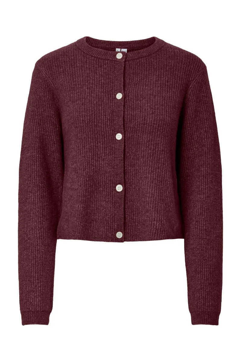 Pieces - Pcsilly Ls O-Neck Knit Cardigan - 4964322 Tawny Port Melange