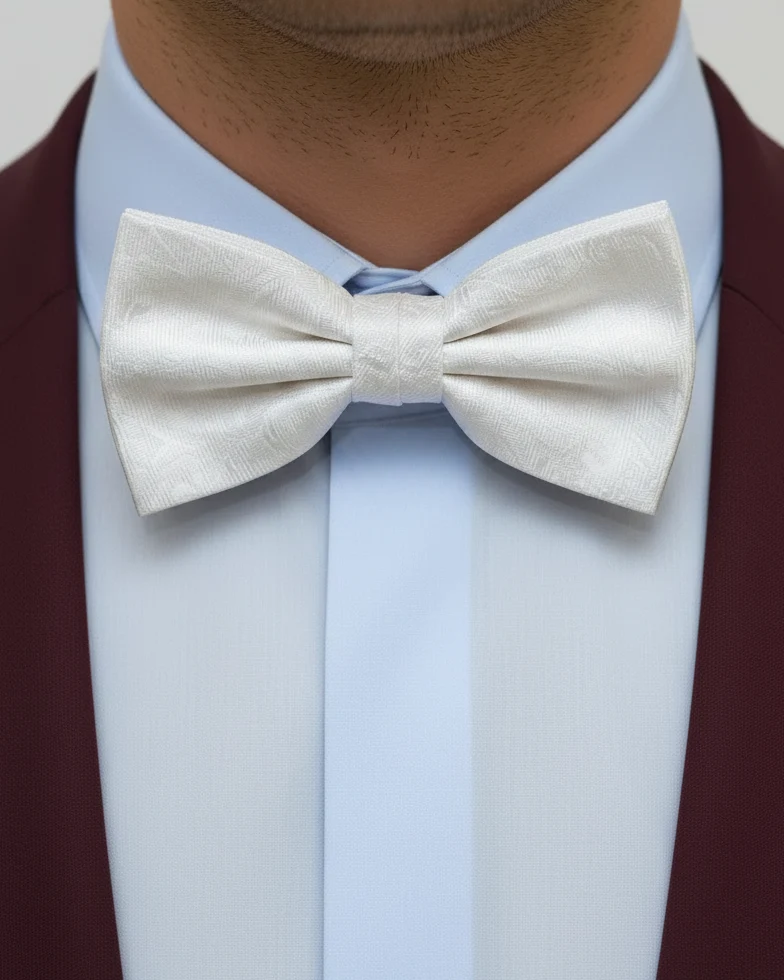 STHLM KRAVATT Silk Bow Tie Paisley - White