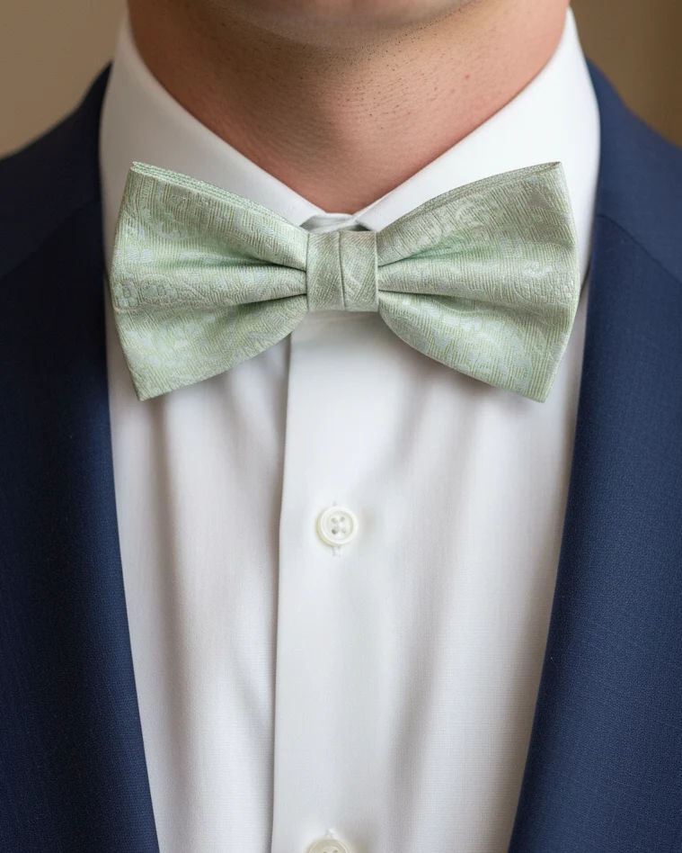 STHLM KRAVATT Silk Bow Tie Paisley - Light Green