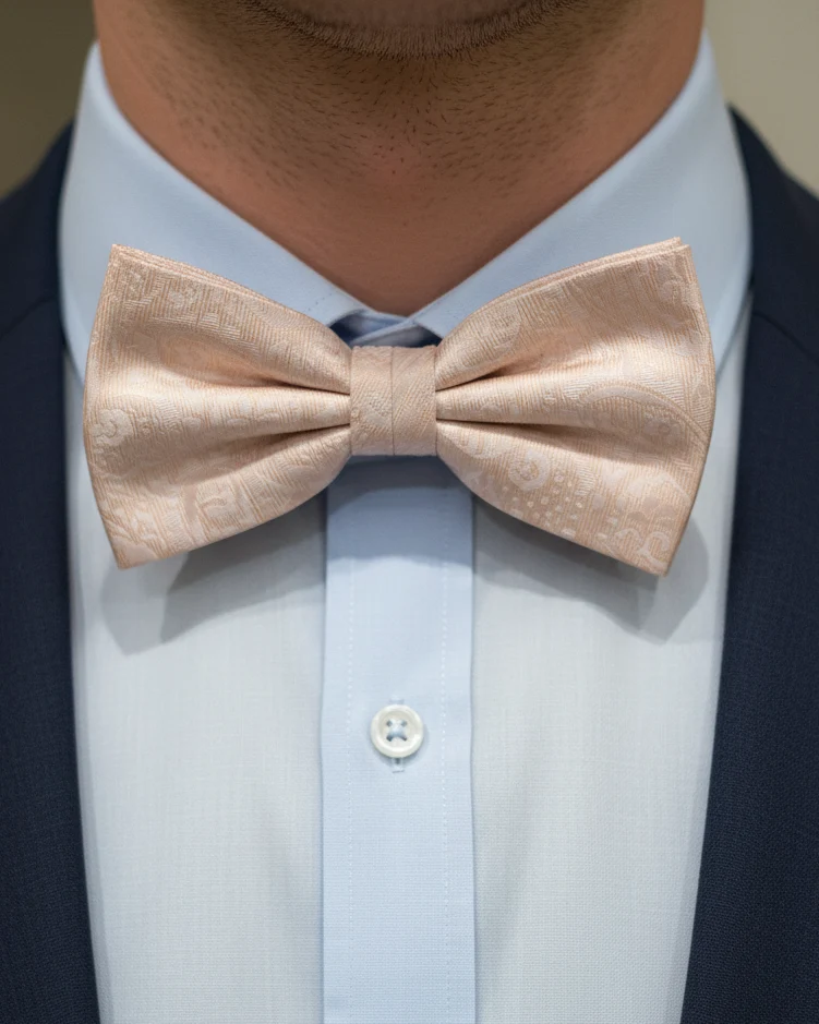 STHLM KRAVATT Silk Bow Tie Paisley - Light Pink