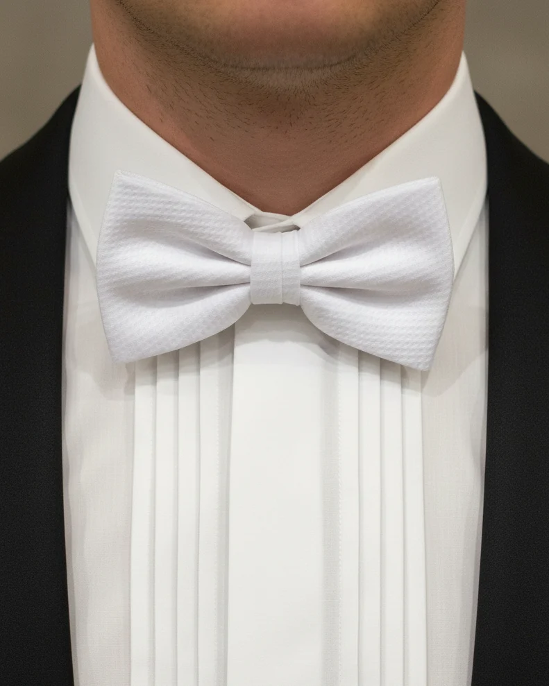 STHLM KRAVATT Pique Bow Tie - White