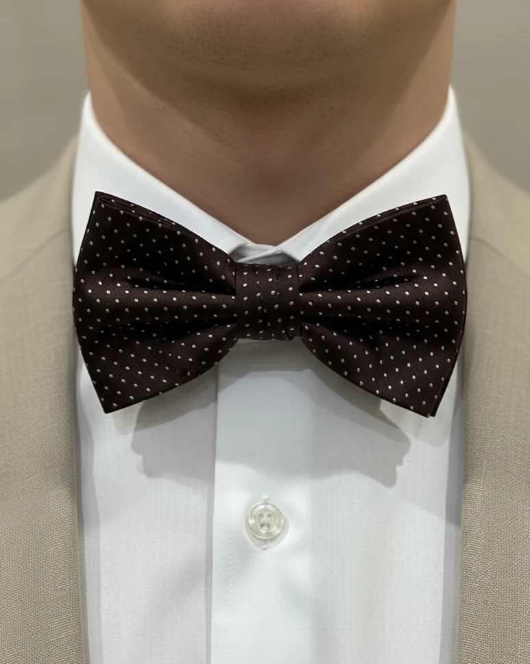 STHLM KRAVATT Silk Bow Tie Spots - Brown