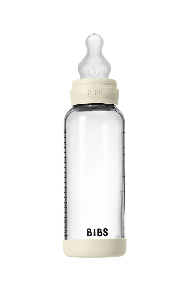 Baby Glass Bottle Set 240ml Silicone - Ivory