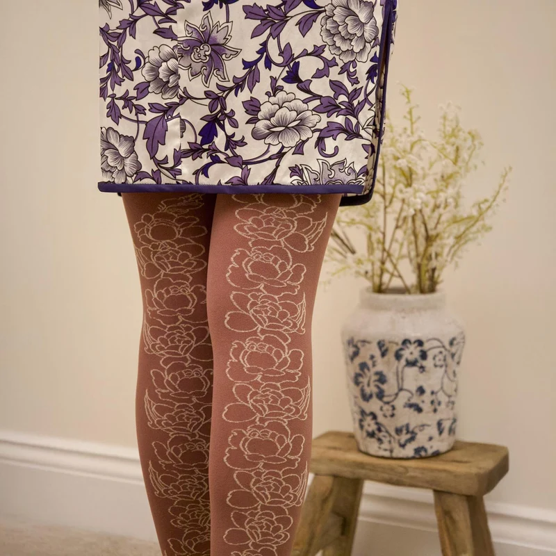 80 Denier Opaque Tights - Peonies