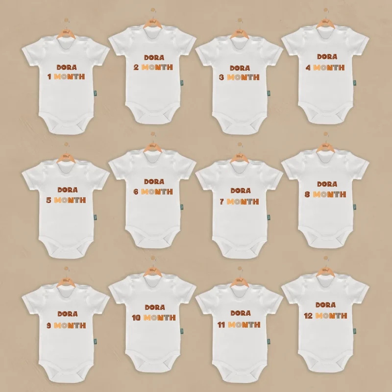 Cookie Letter Fun - 12-delige Babymilestone Romper Set met Naam