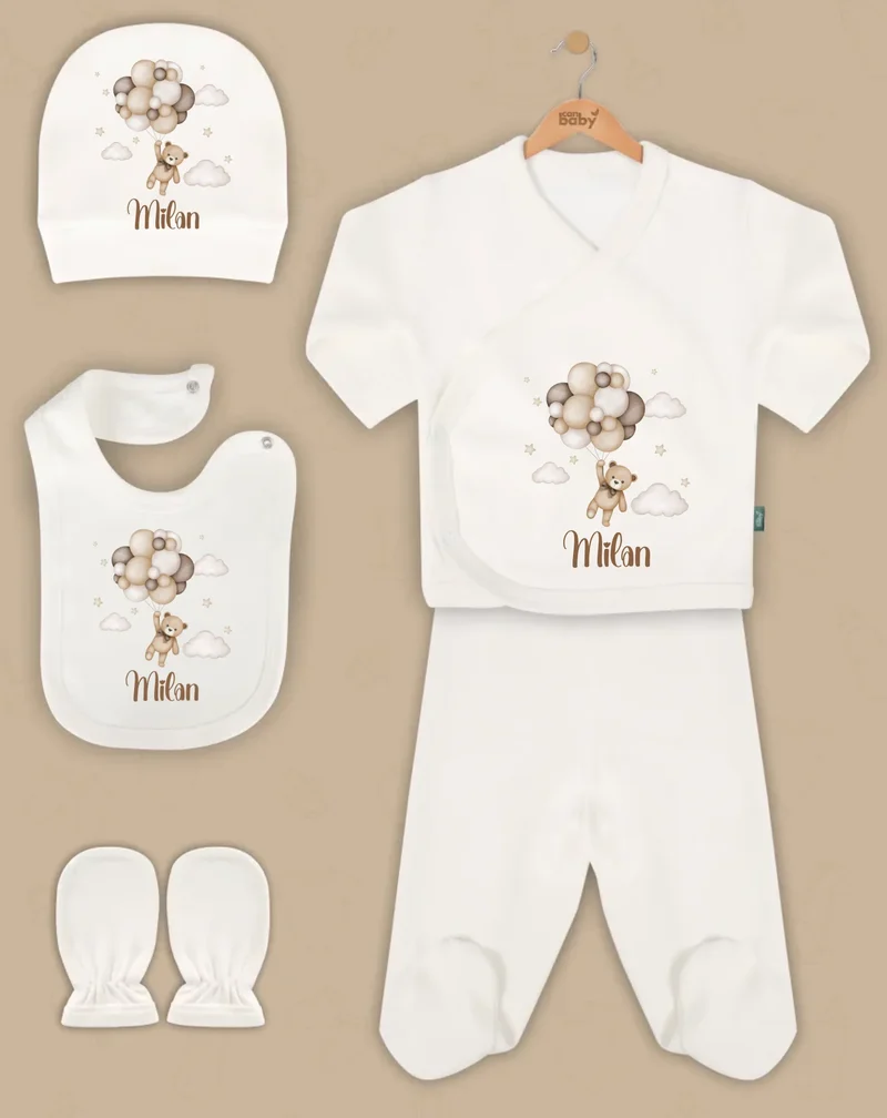 Ballonbeer - Goedkope 5-Delige Gepersonaliseerde Babykleding Cadeauset