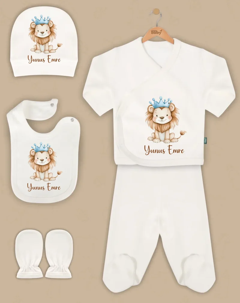 Leeuwen - Goedkope 5-Delige Gepersonaliseerde Babykleding Cadeauset
