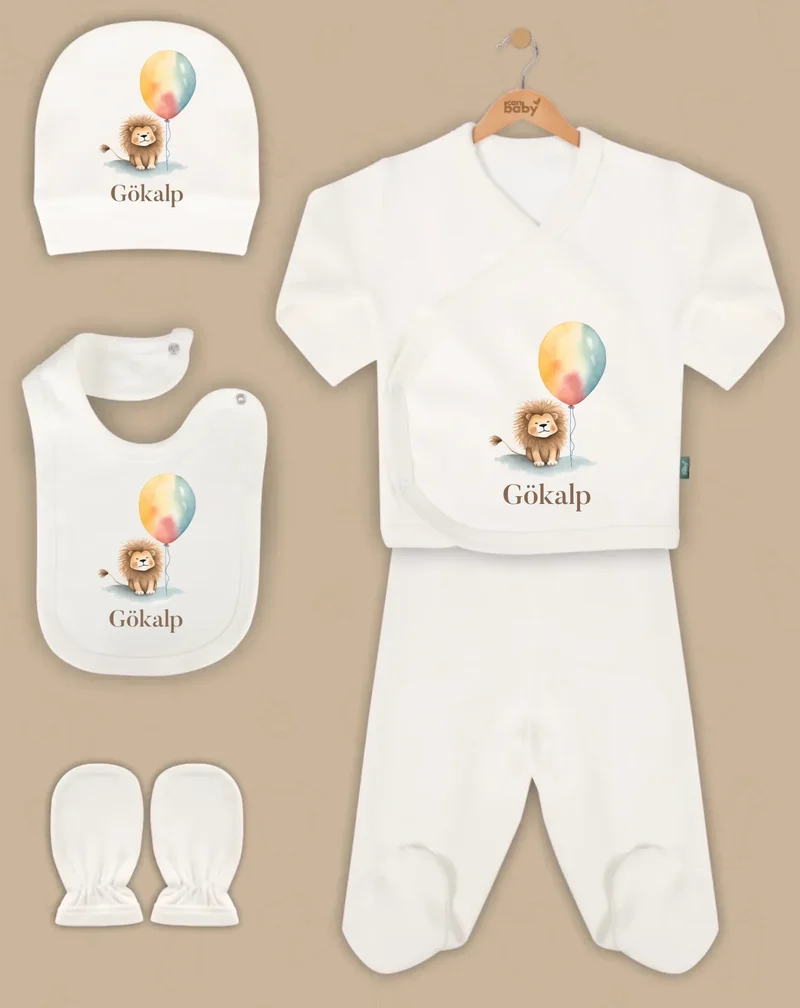 Dieren met ballonnen - Goedkope 5-Delige Gepersonaliseerde Babykleding Cadeauset