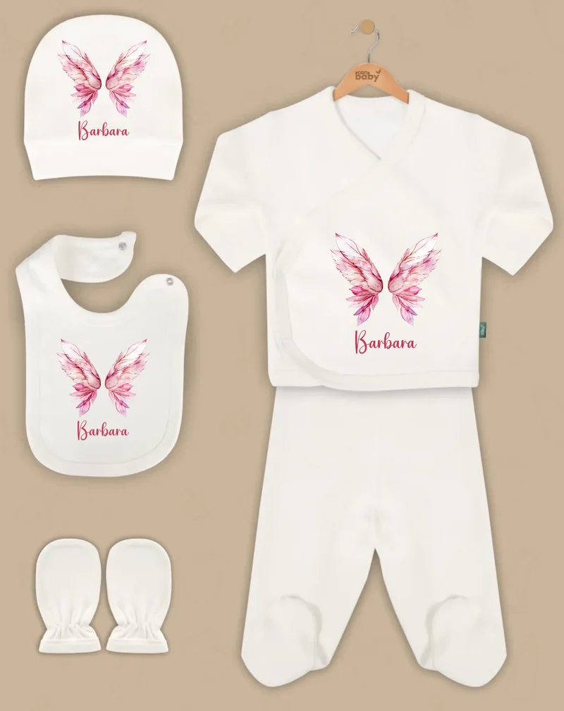 Vleugels - Goedkope 5-Delige Gepersonaliseerde Babykleding Cadeauset