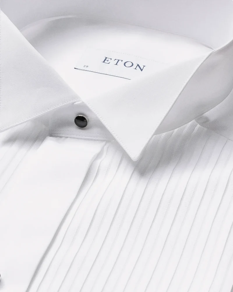 ETON Tuxedo Shirt Pleated Wing Collar Slim - White