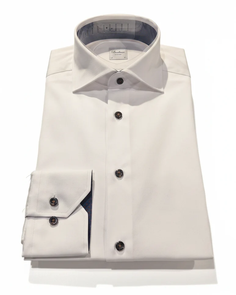 STENSTRÖMS Twill Contrast Shirt Slimline - White
