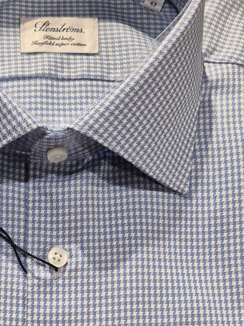 STENSTRÖMS Twill Micro Pattern Shirt Regular - Light Blue