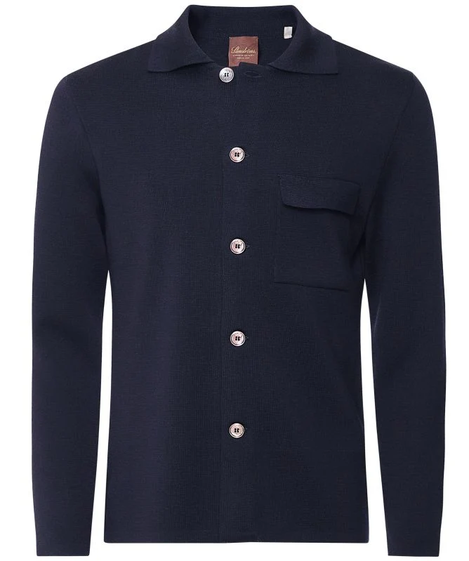 STENSTRÖMS Knitted Merino Overshirt - Dark Blue