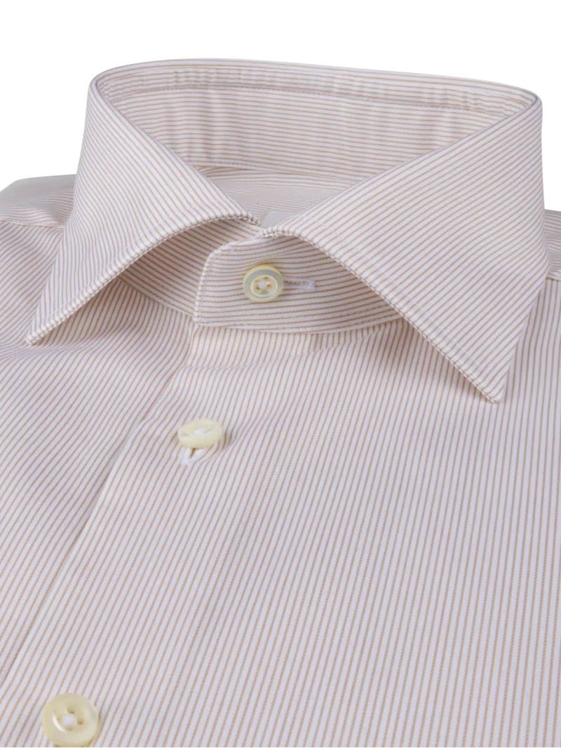 STENSTRÖMS Twill Striped Shirt Slimline- Beige