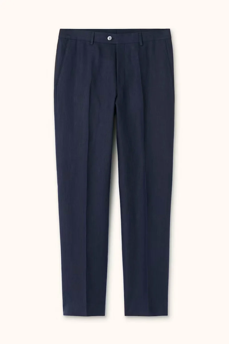 OSCAR JACOBSON Dandy Linen Suit Trousers - Dark Blue