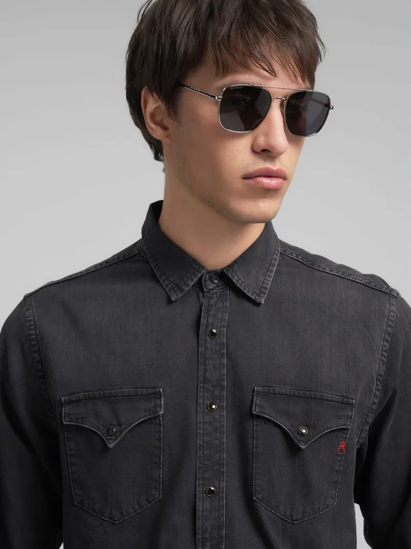 REPLAY Western Jeans Shirt - Black Delavé