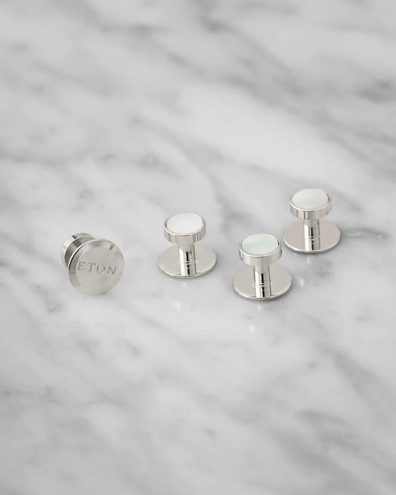 ETON Shirt Studs 4p - Silver/White