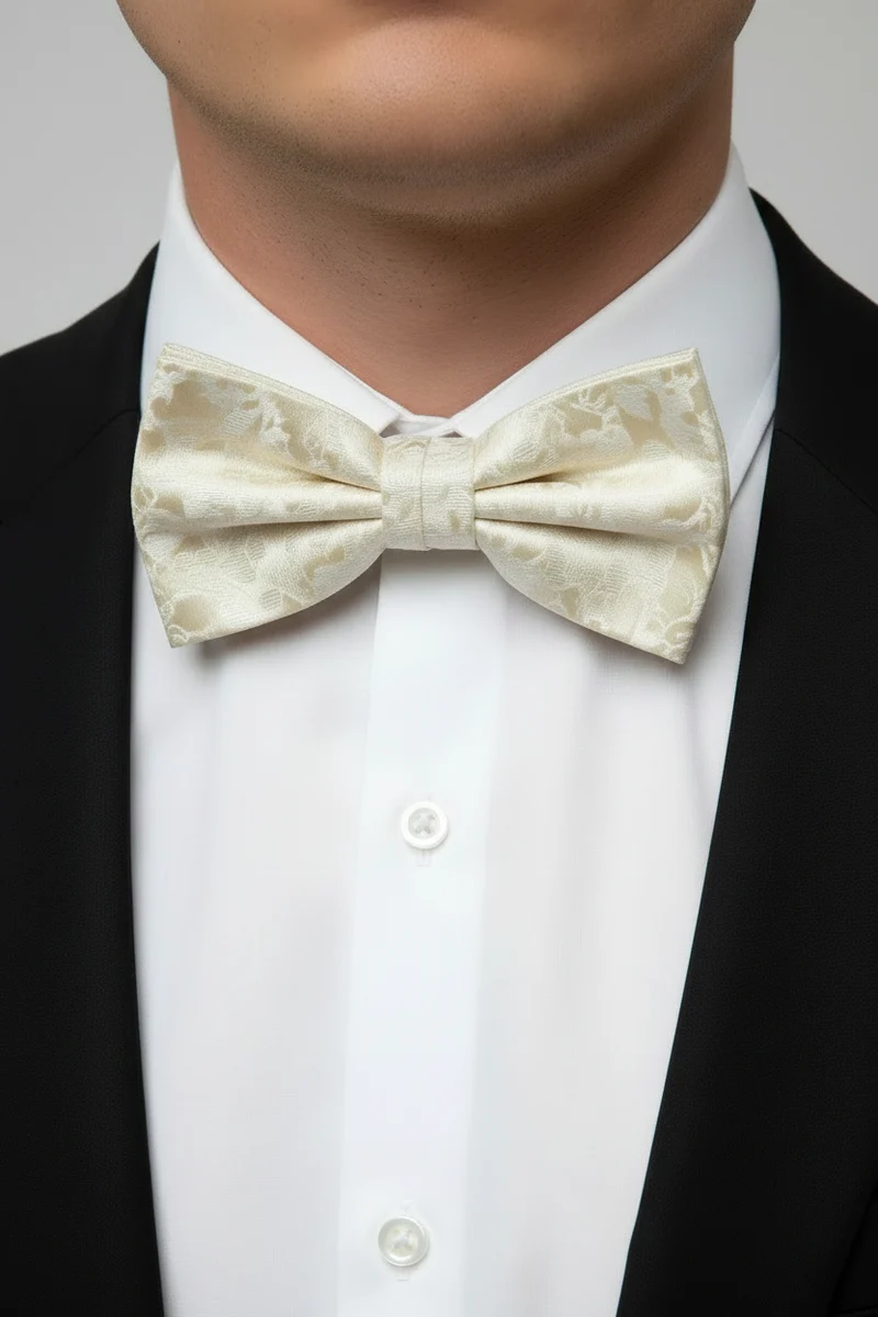 STHLM KRAVATT Silk Bow Tie Paisley - Off White