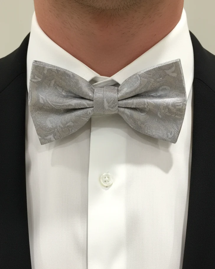STHLM KRAVATT Silk Bow Tie Paisley - Silver