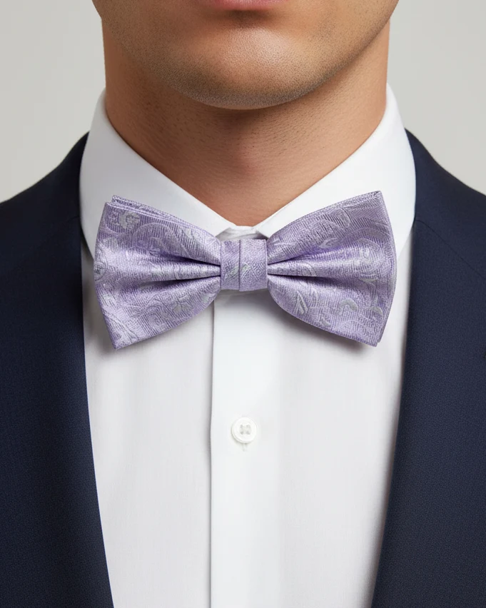 STHLM KRAVATT Silk Bow Tie Paisley - Light Purple