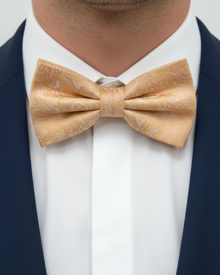 STHLM KRAVATT Silk Bow Tie Paisley - Light Orange