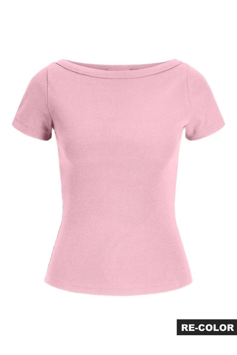 Jjxx - Jxfifi Str Ss Boatneck Tee - 5267248 Parfait Pink