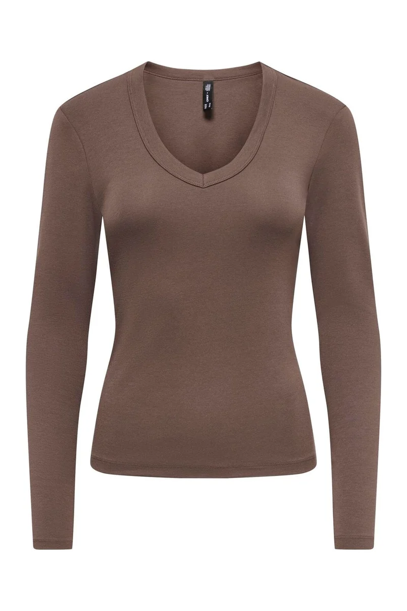Only - Onlriley L/S V Neck Top - 5263437 Chocolate Martini