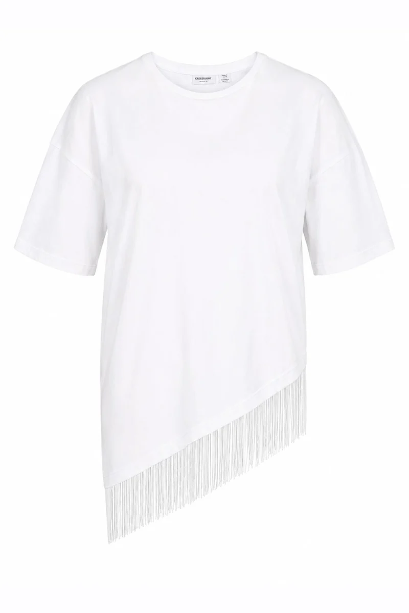 Noisy May - Nmeasy S/S Assymetric Fringe Top - 5253261 Snow White