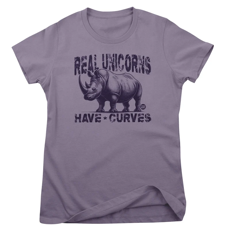 Real Unicorns Have Curves - ToddArt Girly Tee
