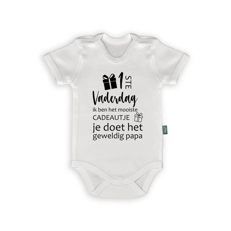 Romper met Tekst – “1ste Vaderdag Cadeautje” – Grappige Babyromper voor Papa – 100% Katoen