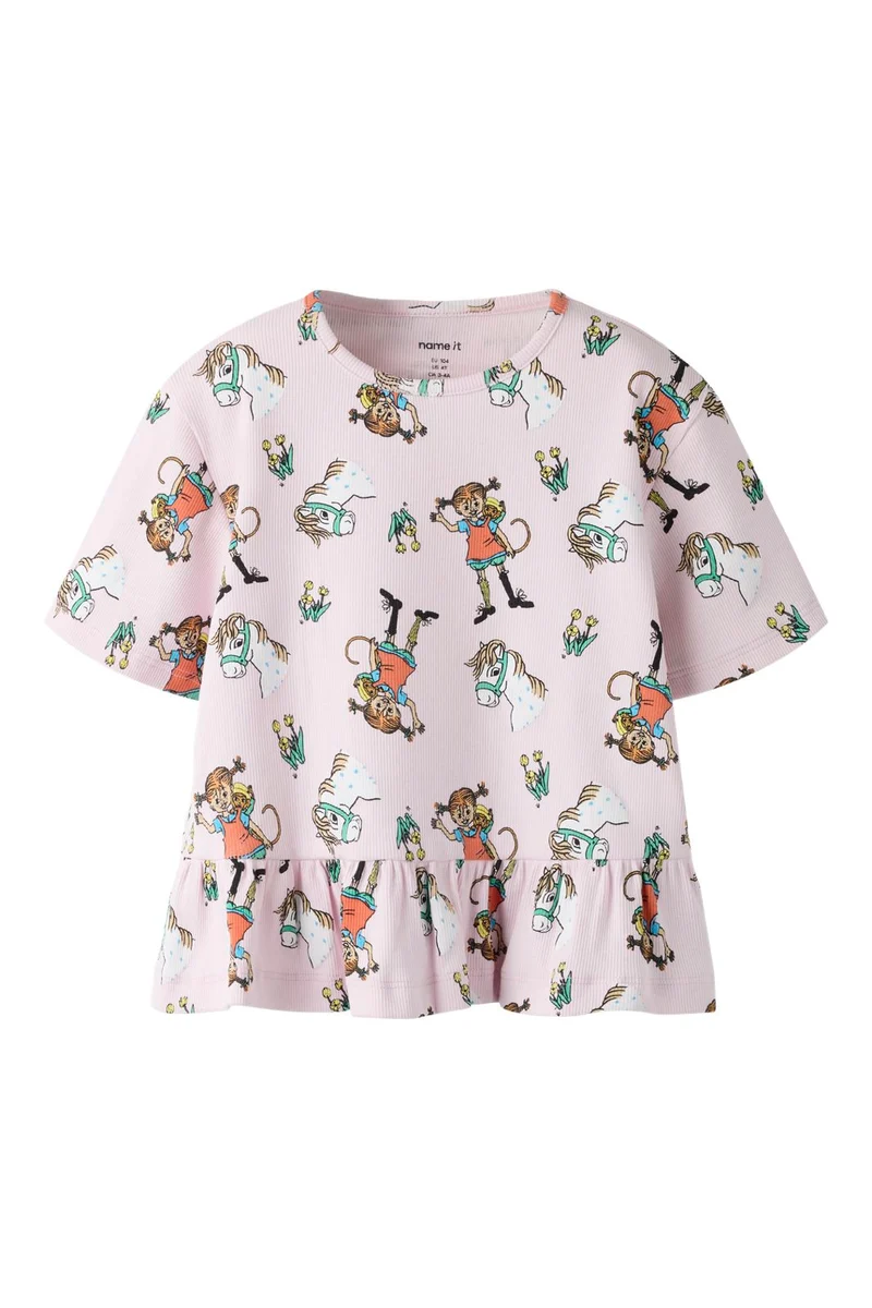 Name It - Nmfmara Pippi Ss Nreg Top Sky - 5096424 Cradle Pink