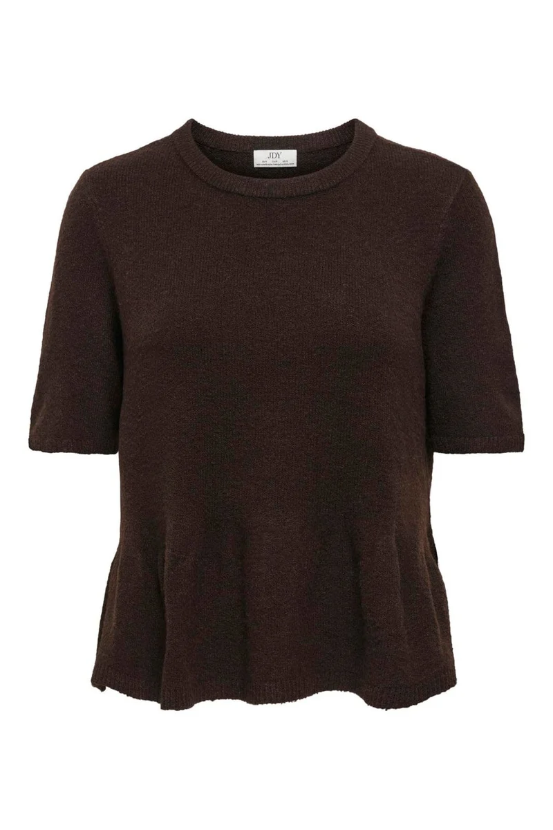 JDY - Jdybrilliant Life S/S On Peplum Pull Knt - 5038261 Coffee Bean Melange