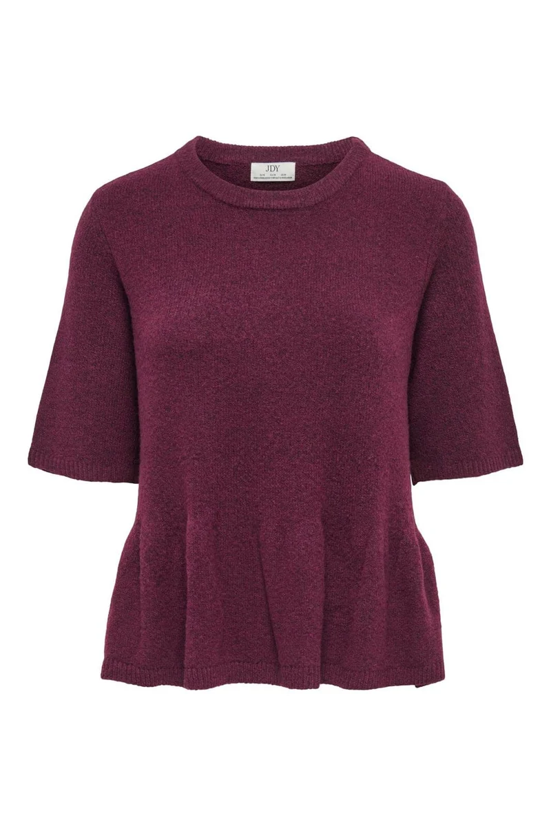 Jdy - Jdybrilliant Life S/S On Peplum Pull Knt - 5104951 Windsor Wine Melange