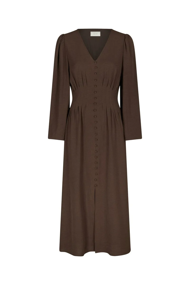 Neo Noir - Annelie Solid Crepe Dress 169135 - 676 - Dark Brown