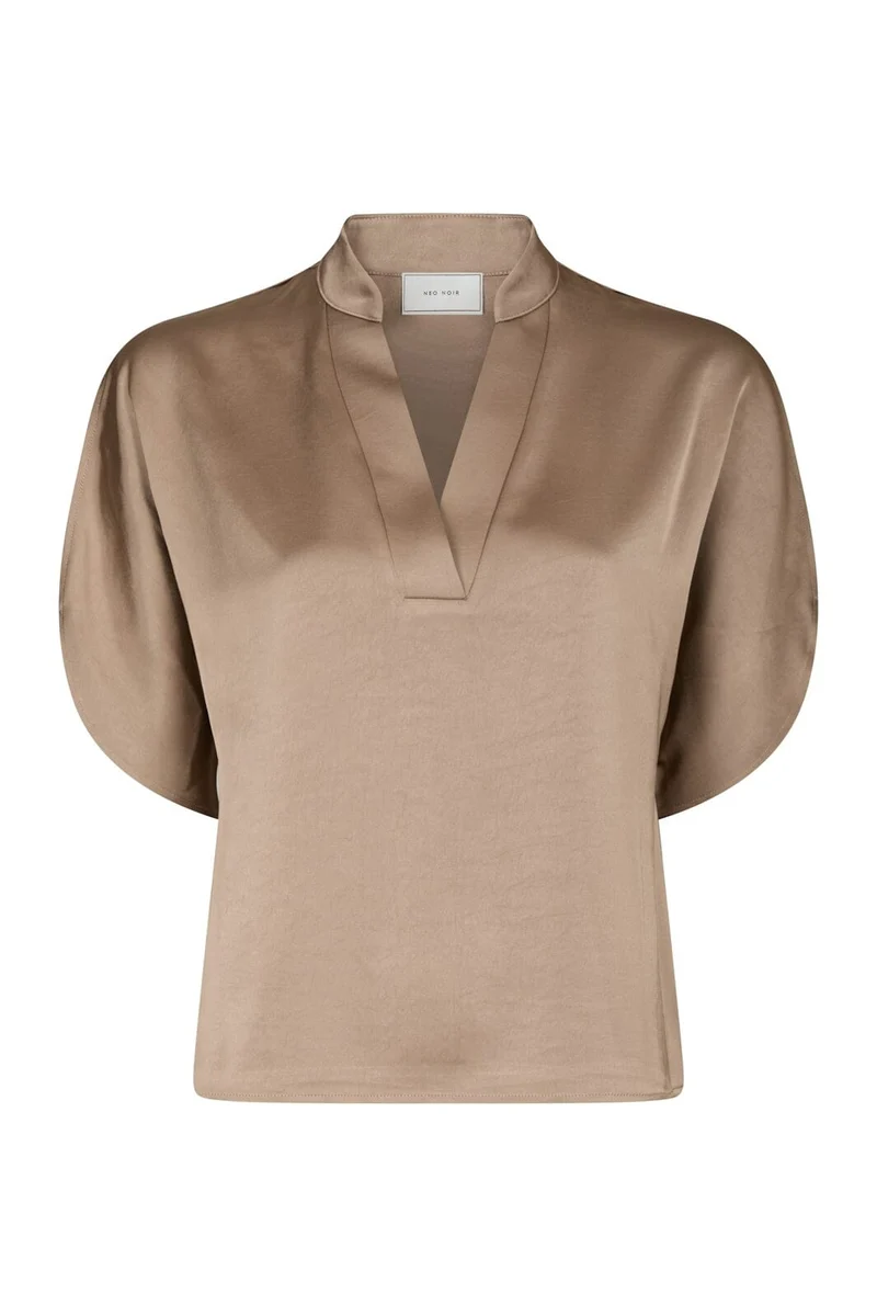 Neo Noir - Anelle Heavy Sateen Blouse 168286 - 811 - Dark Taupe