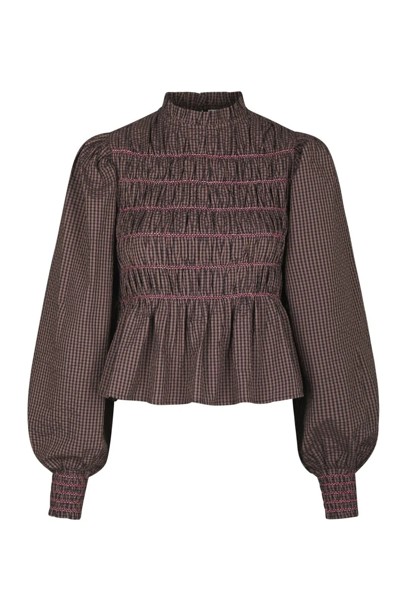 Neo Noir - Oliana Check Blouse 170534 - 306 - Dusty Brown