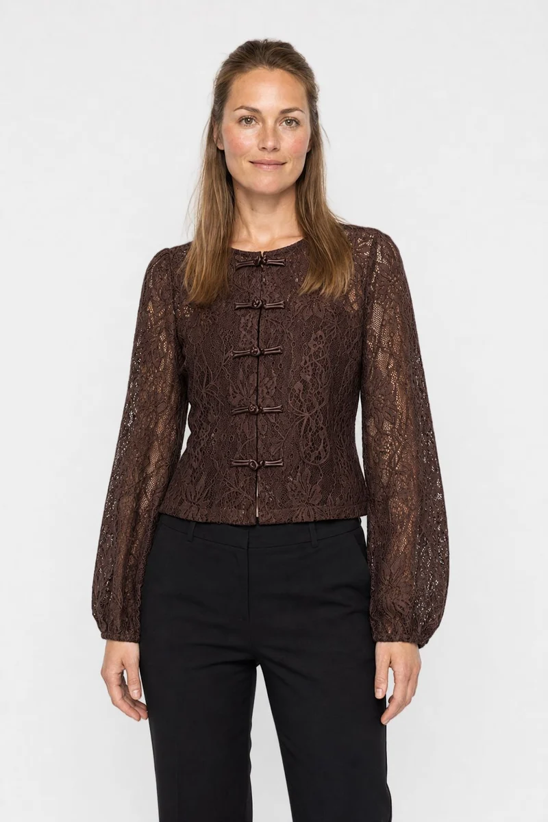 Dear Molly - Lace Blouse Ch171496b - Chocolate Brown
