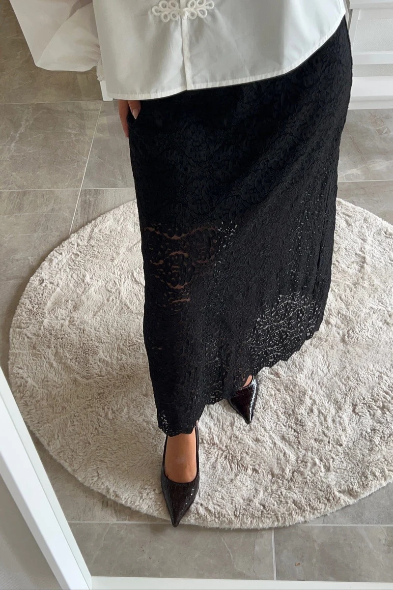 Dear Molly - Lace Skirt Ch171734b - Black