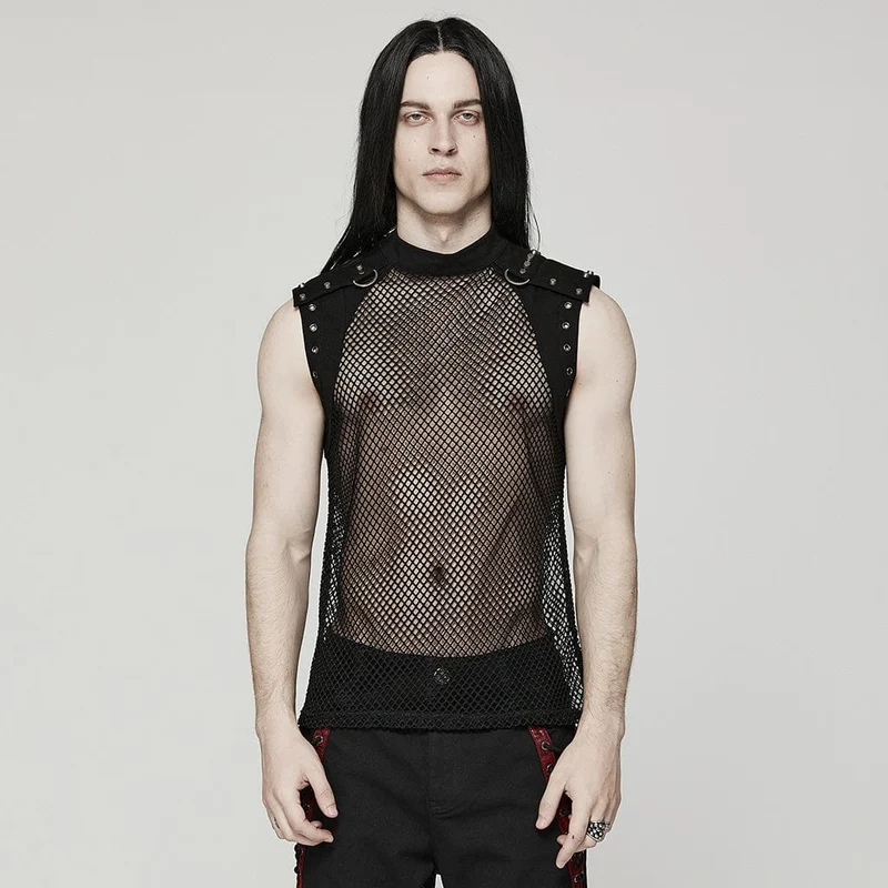 Punk Rivet Mesh Linne för män