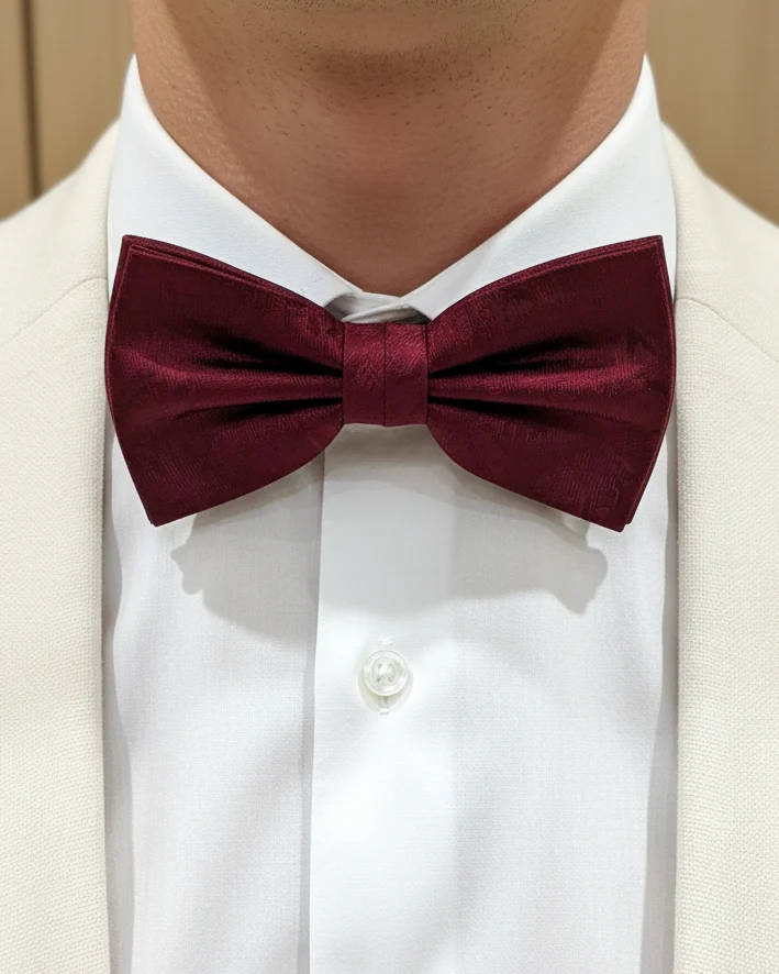 STHLM KRAVATT Silk Bow Tie Paisley - Wine Red