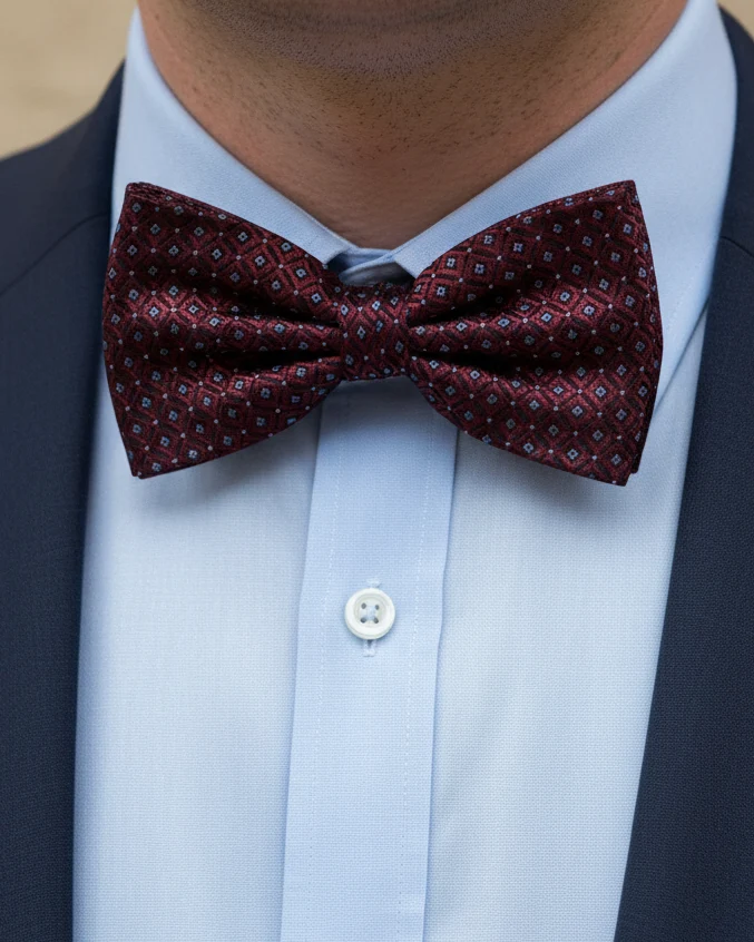STHLM KRAVATT Silk Bow Tie Spots - Wine Red