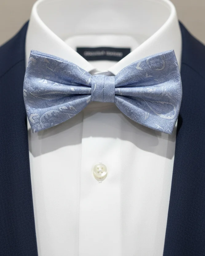 STHLM KRAVATT Silk Bow Tie Paisley - Light Blue